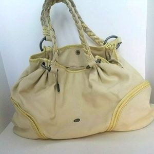 Francesco Biasia Beige Leather Braided Strap Purse